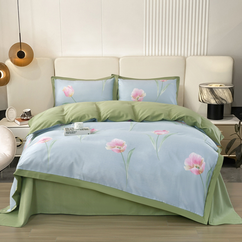 紫韵&ldquo;思妍&rdquo;加厚全棉床饰套件   单位：（套）-蓝绿 婴儿蓝 被套：200*230CM 床单：245*245CM